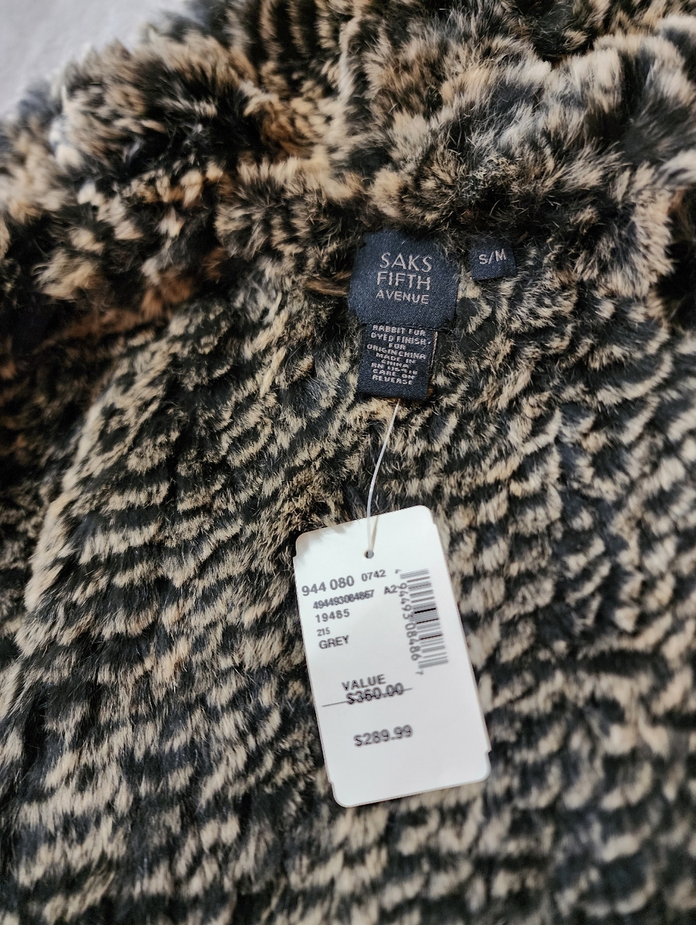 Saks Fifth Avenue Fur Vest NWT | Animal Print Brown Black S/M - Picture 3 of 6